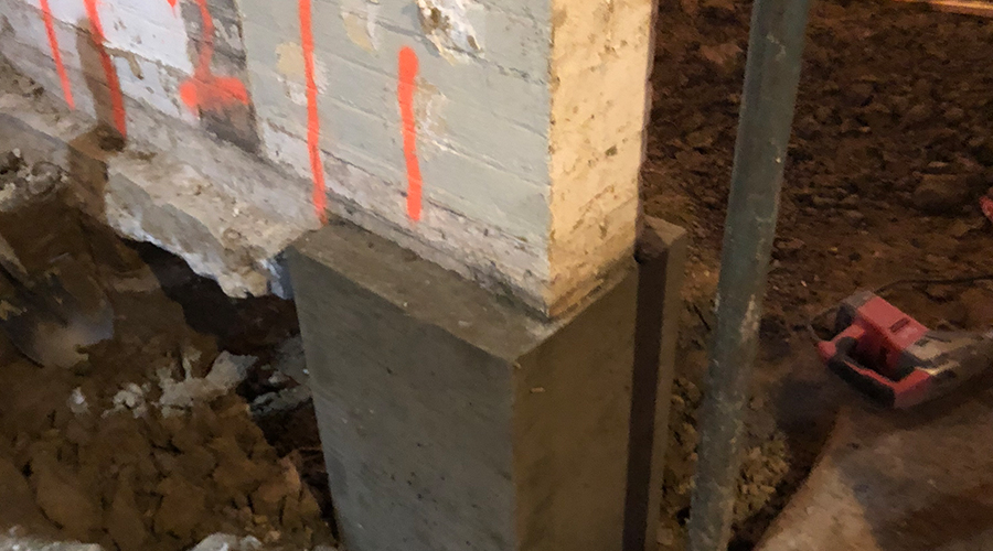 Mace Masonry underpinning a brick foundation in Toronto